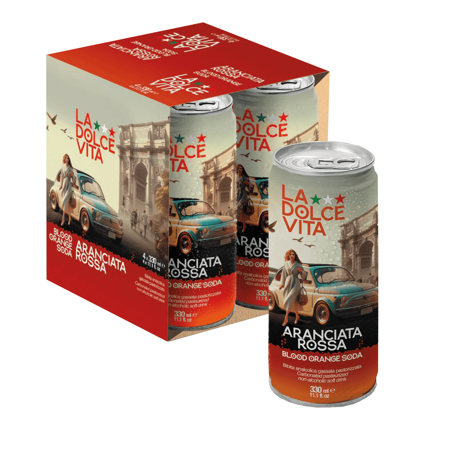 La Dolce Vita Blood Orange Soda, Pack of 4 [6 Pack per case]