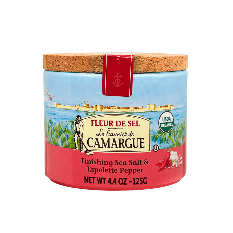 Le Saunier de Camargue Fleur De Sel Finishing Sea Salt & Espelette Pepper, 4.4 oz [Pack of 6]