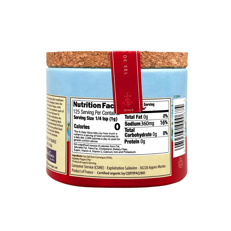 Le Saunier de Camargue Fleur De Sel Finishing Sea Salt & Espelette Pepper, 4.4 oz [Pack of 6]