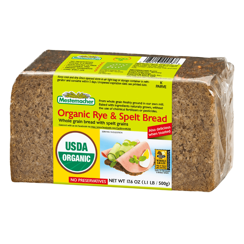 Mestemacher Organic Rye and Spelt Bread, 17.6 oz [Pack of 12]