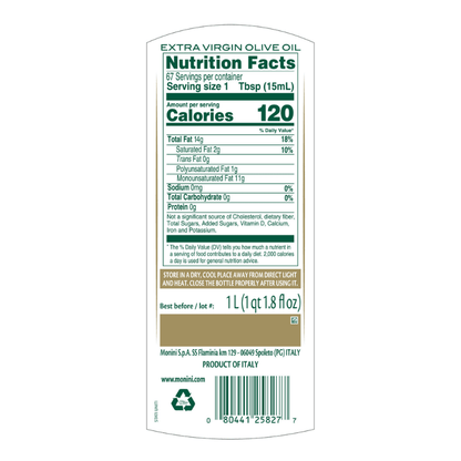 Monini Granfruttato Extra Virgin Olive Oil, 33.8 oz Oil & Vinegar Monini 