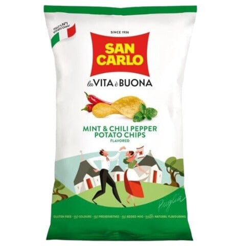 San Carlo Mint and Chili Pepper Potato Chips, 1.76 oz [Pack of 20]