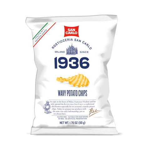 San Carlo Wavy Potato Chips, 1.76 oz | 50g [Pack of 20]