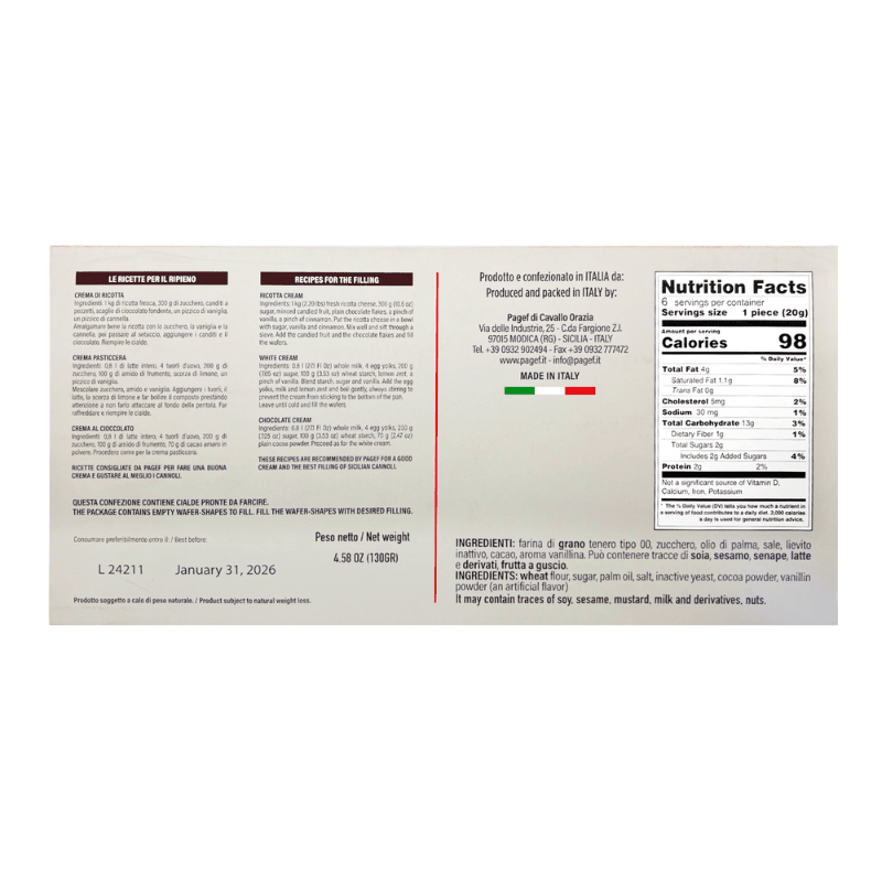 Sanniti Cannoli Shells, 6 Pieces [Pack of 12]