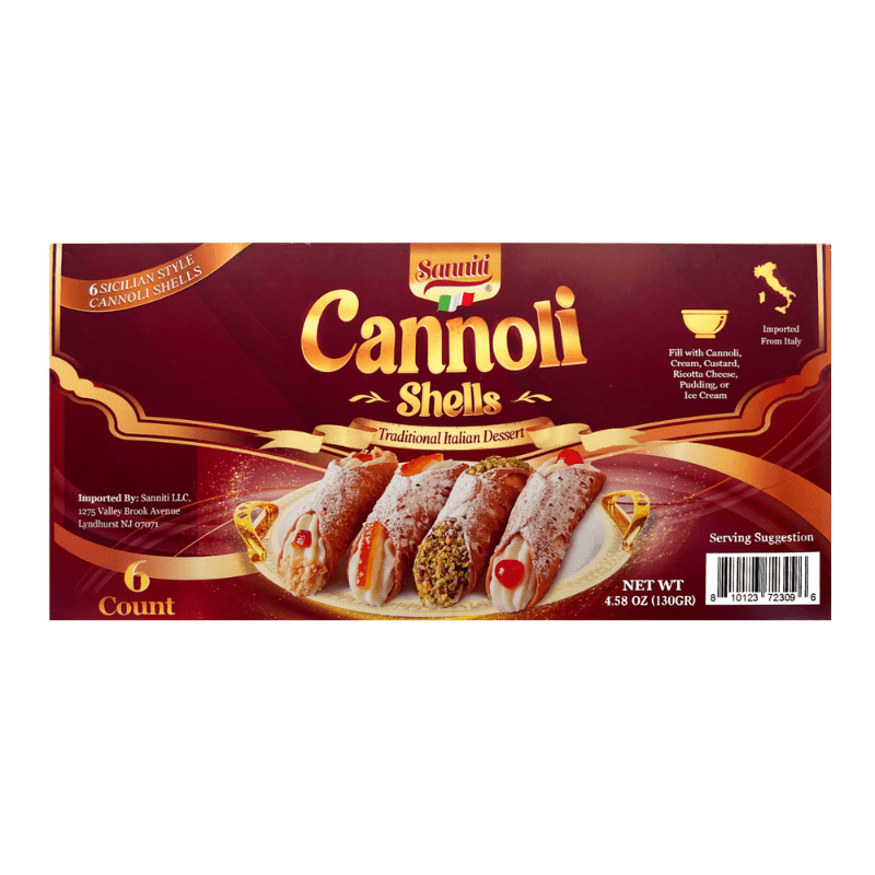 Sanniti Cannoli Shells, 6 Pieces [Pack of 12]