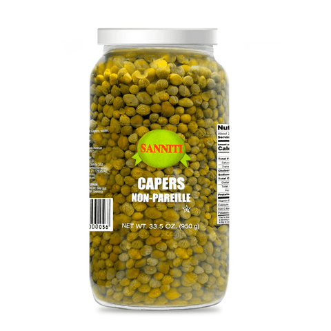 Sanniti Capers Non-Pareille in Vinegar and Salt Brine, 33.5 oz [Pack of 6]