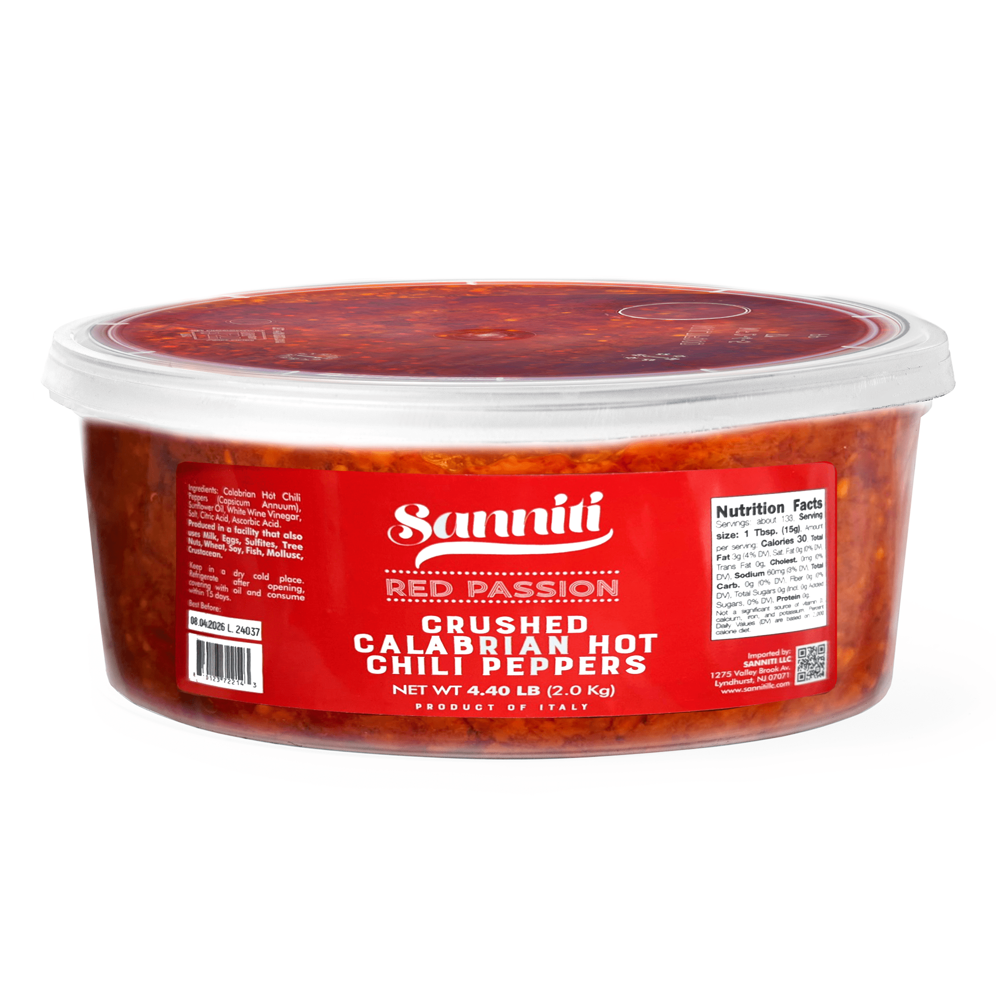 Sanniti Crushed Calabrian Hot Chili Peppers, 4.4 Lbs Pantry Sanniti 