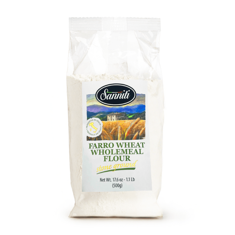 Sanniti Farro Wheat Wholemeal Flour Stone Ground, 17.6 oz [Pack of 12]