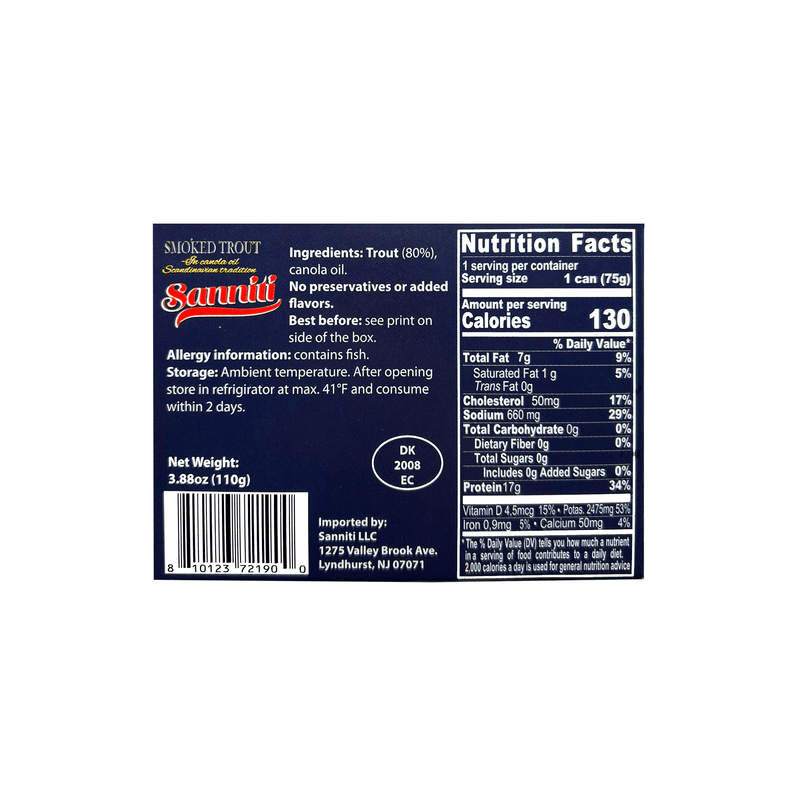 Sanniti Smoked Trout in Oil, 3.9 oz Seafood Sanniti 