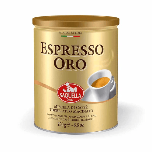 Saquella Espresso Oro Roasted Ground Coffee, 8.8 oz [Pack of 12]