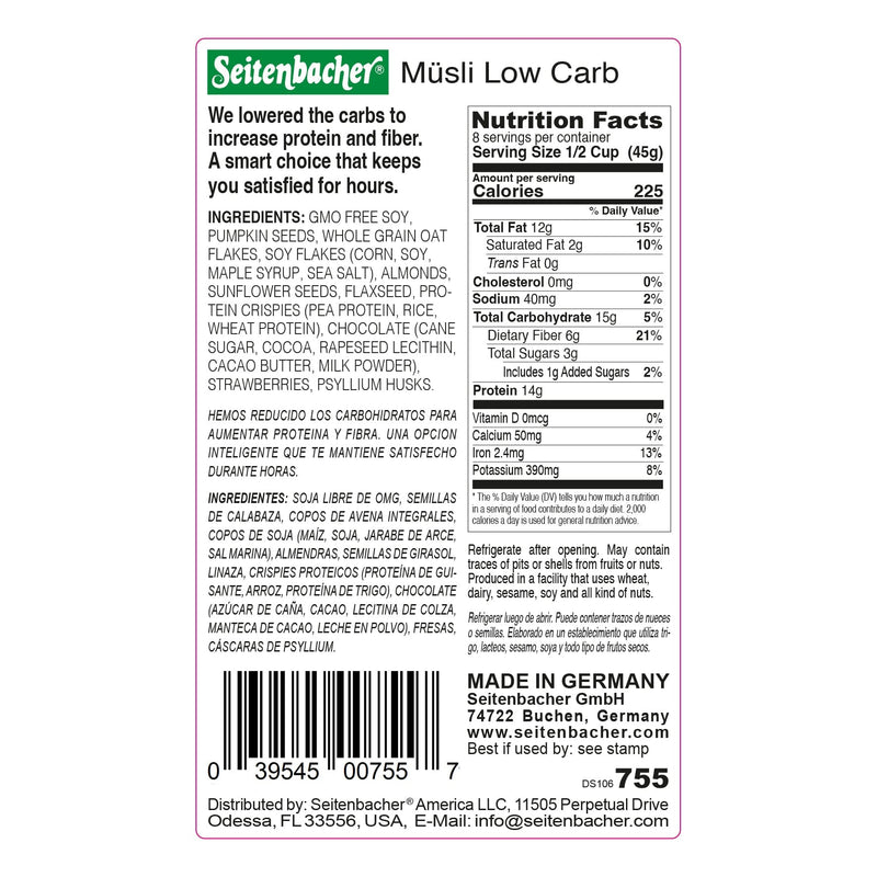 Seitenbacher Muesli Low Carb Strawberry Muesli, 13.2 oz Sweets & Snacks Seitenbacher 