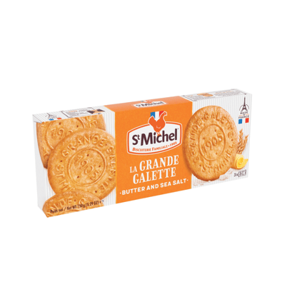 St Michel Grande Galettes French Butter Biscuits with Sea Salt, 5.3 oz [Pack of 12]