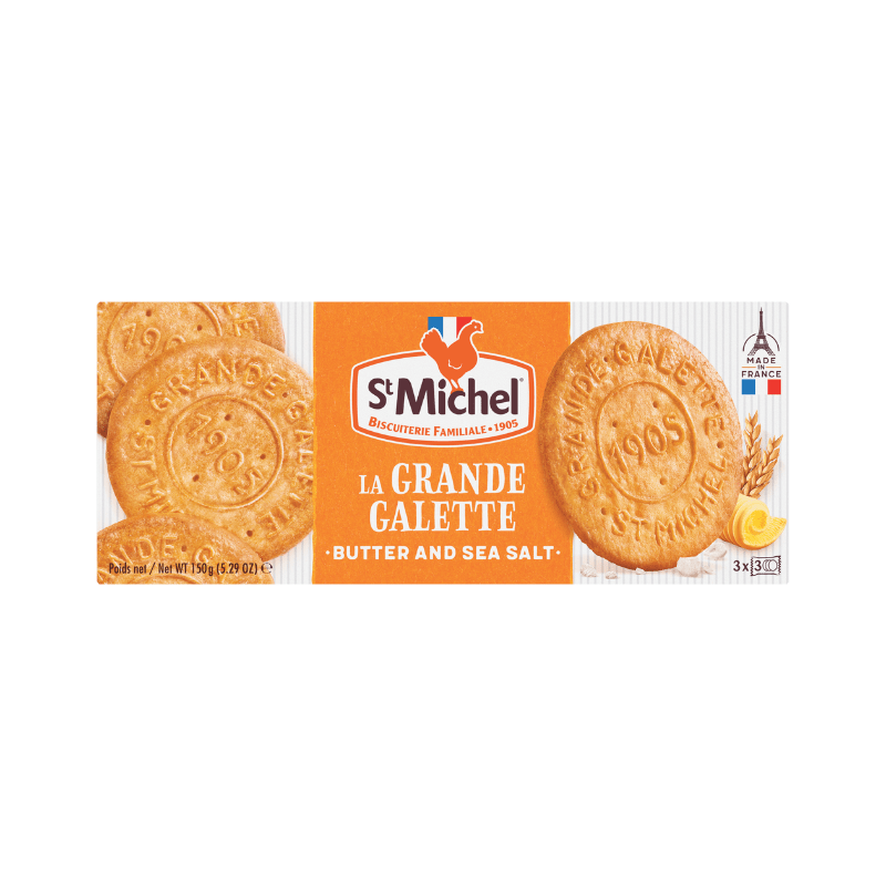 St Michel Grande Galettes French Butter Biscuits with Sea Salt, 5.3 oz [Pack of 12]