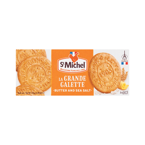 St Michel Grande Galettes French Butter Biscuits with Sea Salt, 5.3 oz [Pack of 12]