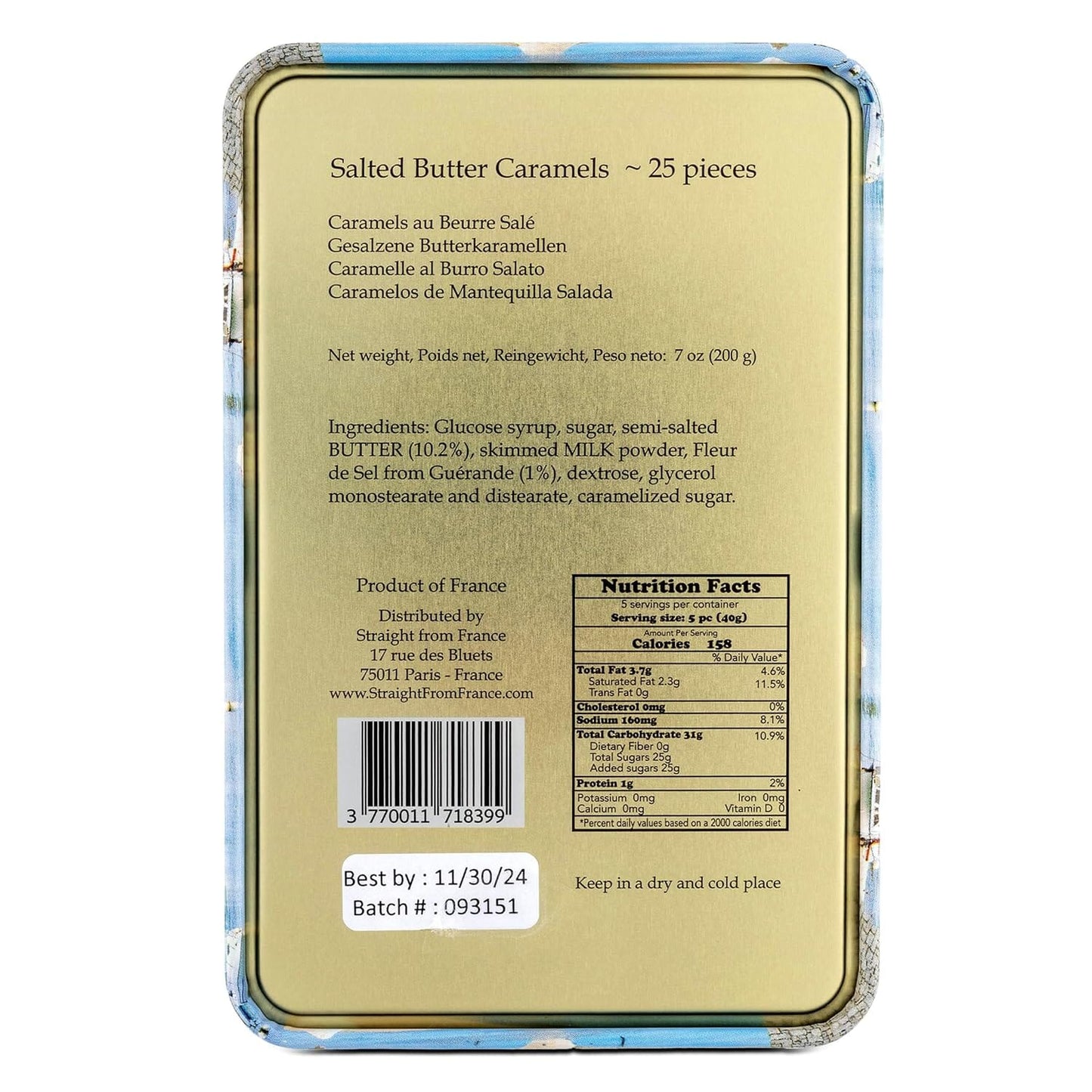 Straight From France Salted Butter Caramel Toffees, 7 oz Sweets & Snacks Straight From France 