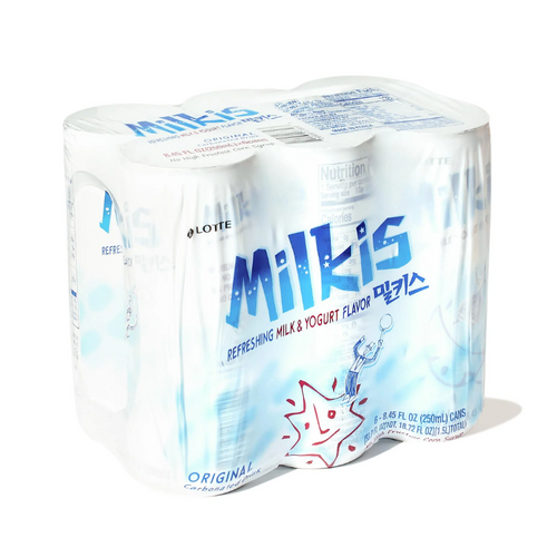 Lotte Milkis Refreshing Milk and Yogurt Flavored Drink, 8.45 oz [Pack of 6] 5 Packs each case.