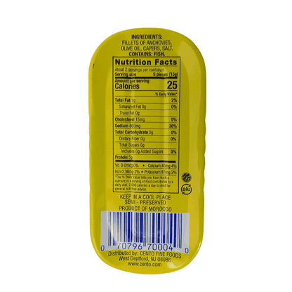 Cento Rolled Anchovies with Capers in Olive Oil, 2 oz Seafood Cento 