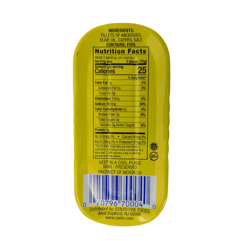 Cento Rolled Anchovies with Capers in Olive Oil, 2 oz Seafood Cento 