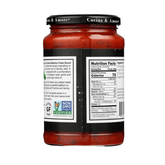 Cucina & Amore Basilico Pasta Sauce, 16.8 oz Sauces & Condiments Cucina & Amore 