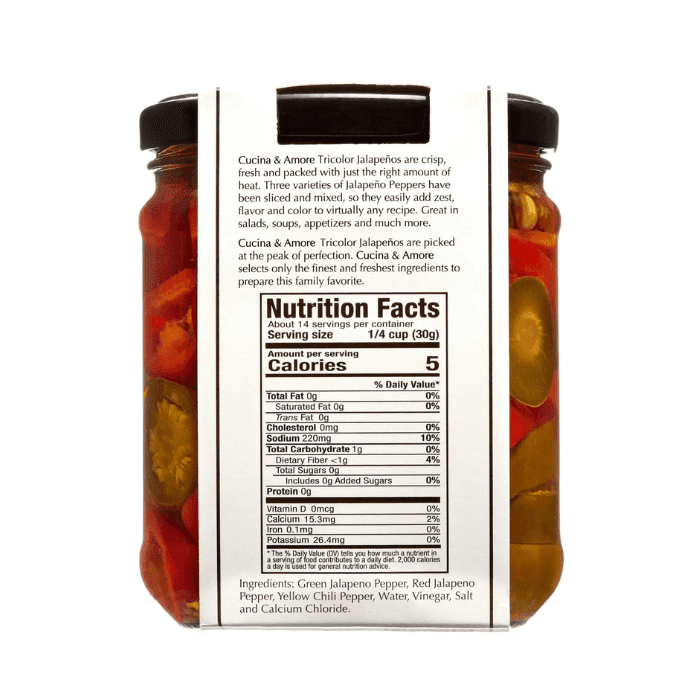 Cucina & Amore Tricolor Jalapenos, 14.5 oz Fruits & Veggies Cucina & Amore 