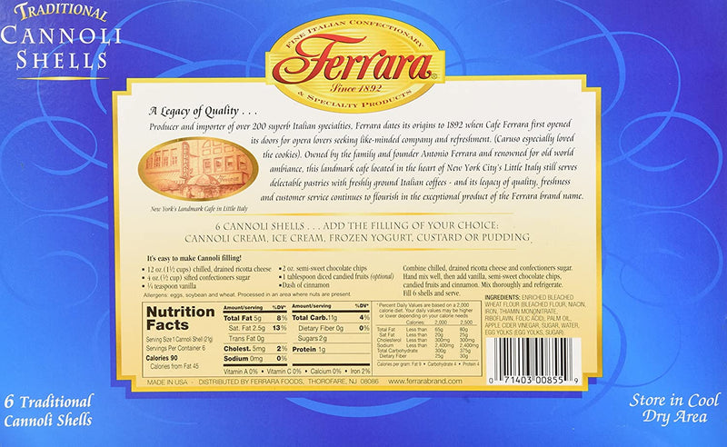 Ferrara Large Cannoli Shells, 4.5 oz Pantry Ferrara 