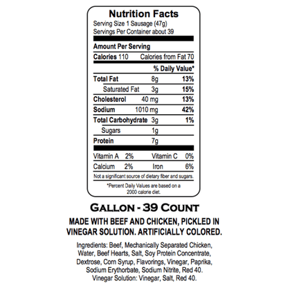 Herb's Red Hot Pickled Sausage, 4 Lbs Meats Herb's 