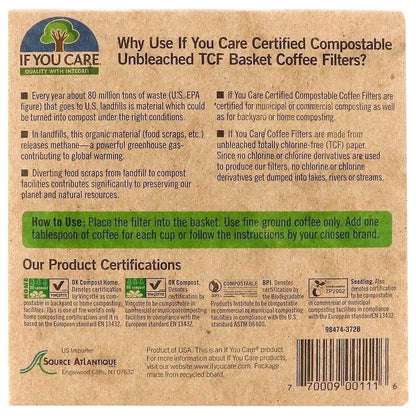 If You Care Basket Coffee Filters, 100 Filters