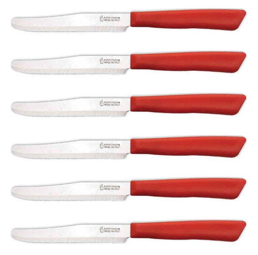 Inoxbomi Italian Table Stainless Steel Knife 11 cm Red, Set of 6