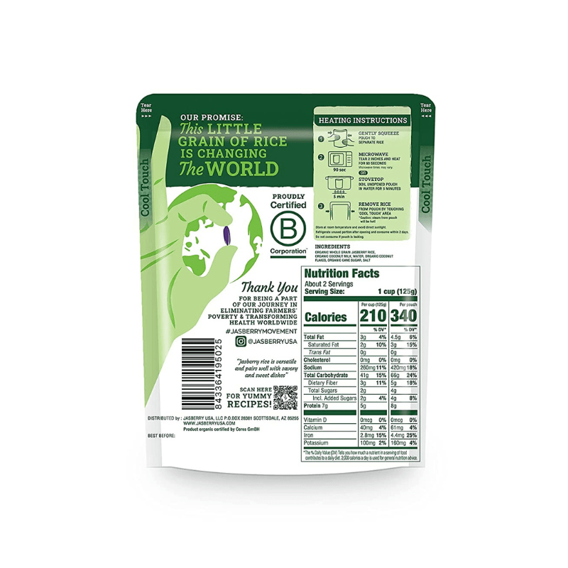 Jasberry Organic Ready to Eat Coconut Superfood Rice, 7.05 oz Pasta & Dry Goods Jasberry 