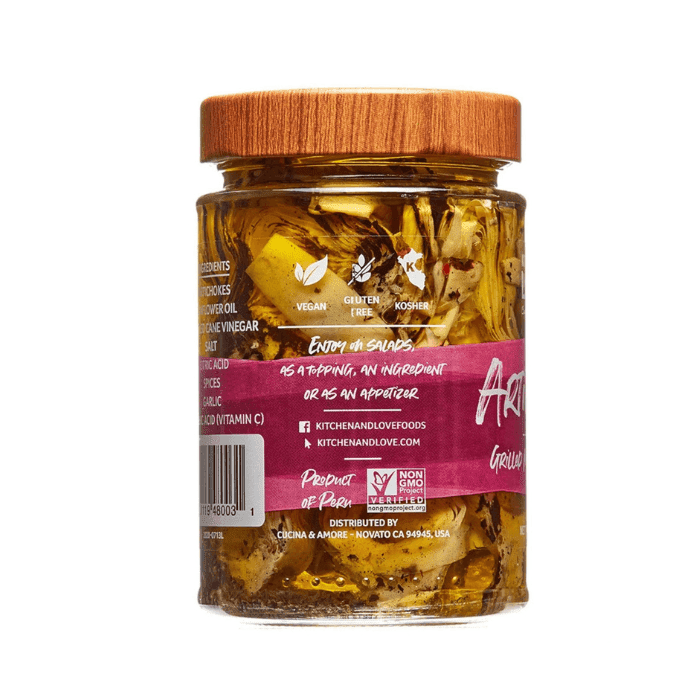 Kitchen & Love Halved Grilled Marinated Artichoke Hearts in Oil, 11 oz Fruits & Veggies Kitchen & Love 