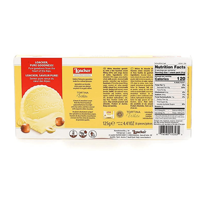 Loacker White Chocolate Covered Tortina, 4.41 oz Sweets & Snacks Loacker 