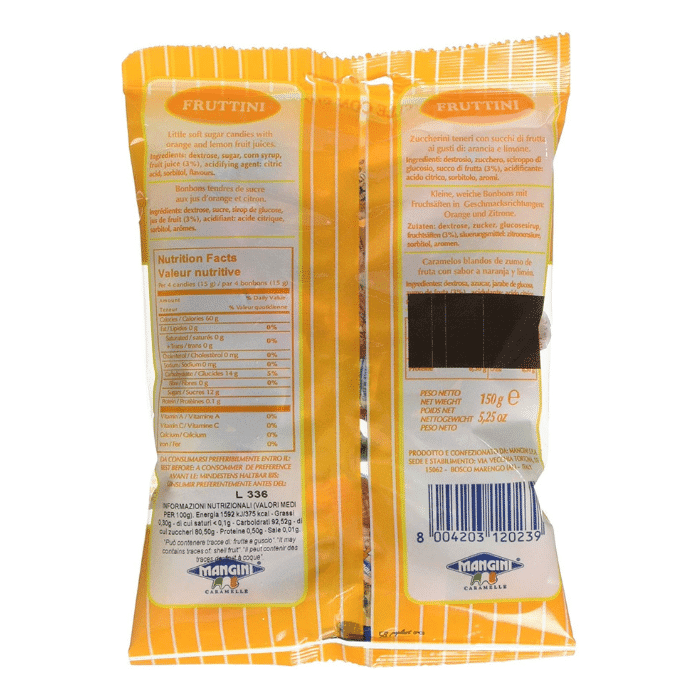 Mangini Fruttini Soft Sugar Candy, 5.29 oz Sweets & Snacks Mangini 