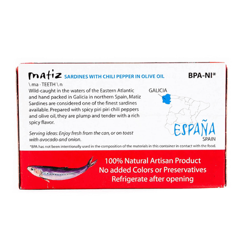 Matiz Gallego Wild Spicy Sardines in Olive Oil, 4.2 oz Seafood Matiz 