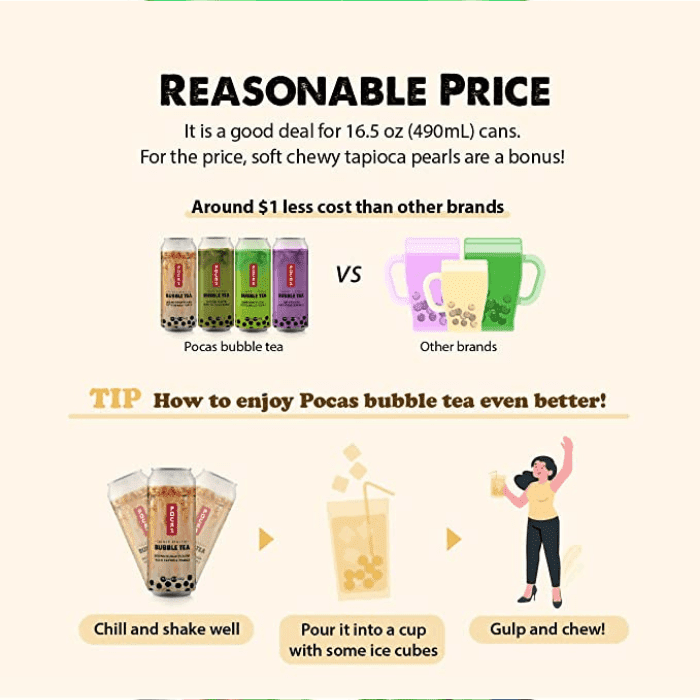 Pocas Matcha Bubble Tea, 16.5 oz Coffee & Beverages Pocas 