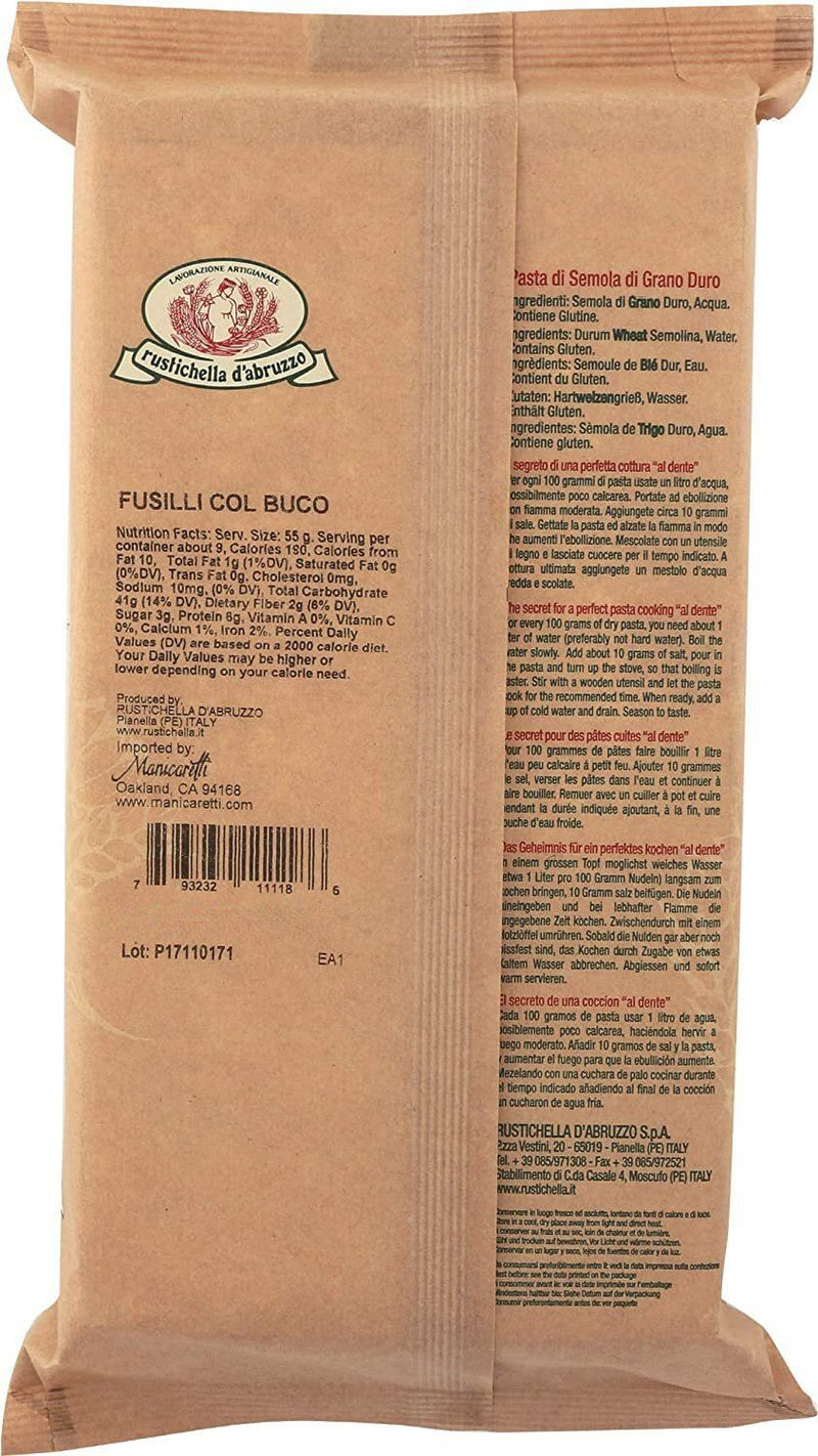 Rustichella D'Abruzzo Fusilli Col Buco, 17.6 oz (500 g) Pasta & Dry Goods Rustichella D’Abruzzo 