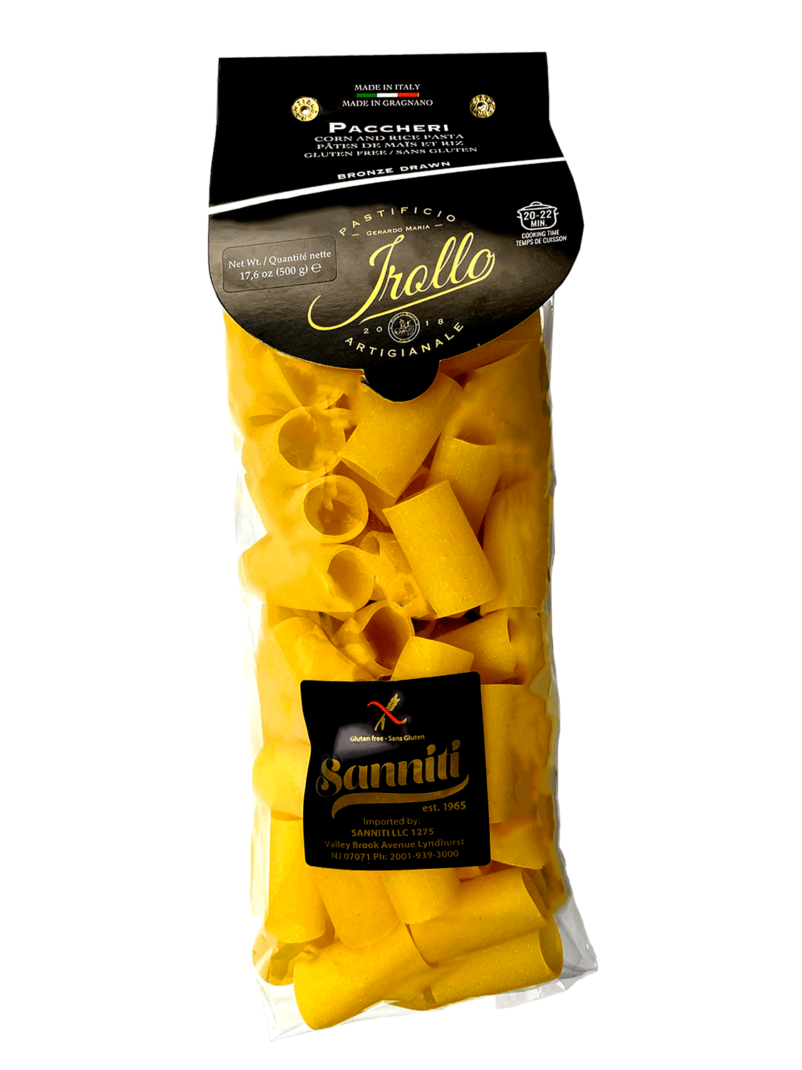 Sanniti by Irollo Gluten Free Paccheri, 17.6 oz Pasta & Dry Goods Sanniti 