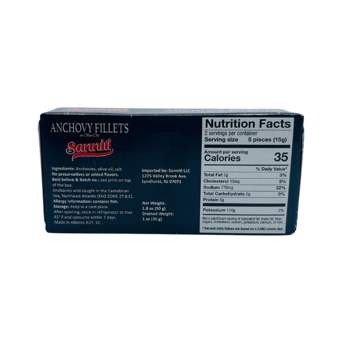 Sanniti Cantabrian Anchovy Fillets, 1.8 oz Seafood Sanniti 