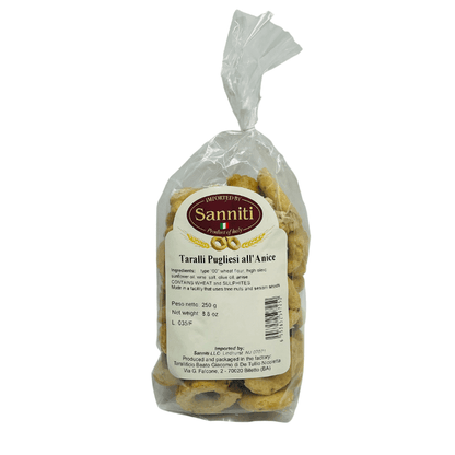 Sanniti Taralli Pugliesi all'Anice, 8.8 oz Sweets & Snacks Sanniti 