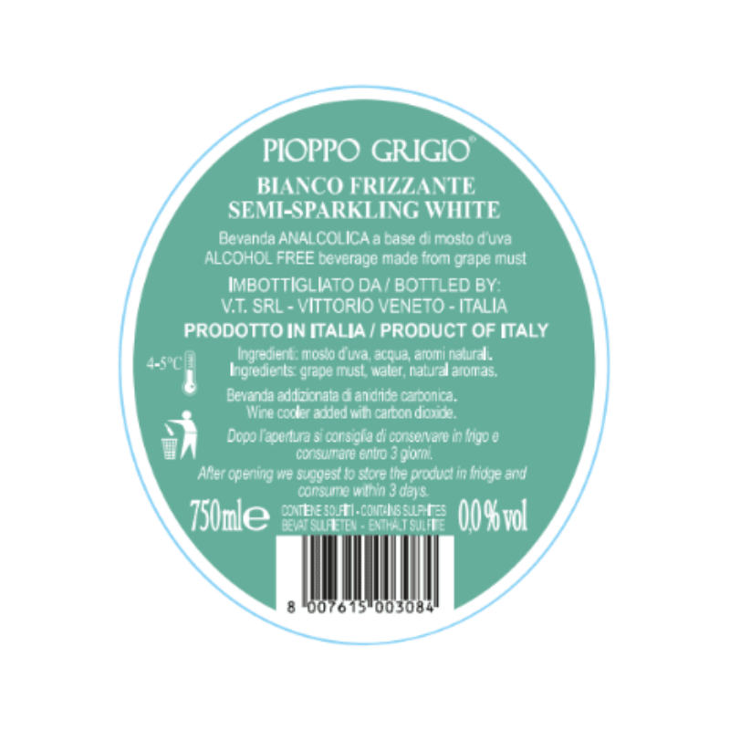 Torresino Pioppo Grigio Non Alcoholic Semi-Sparkling White Wine, 25.3 oz Coffee & Beverages vendor-unknown 