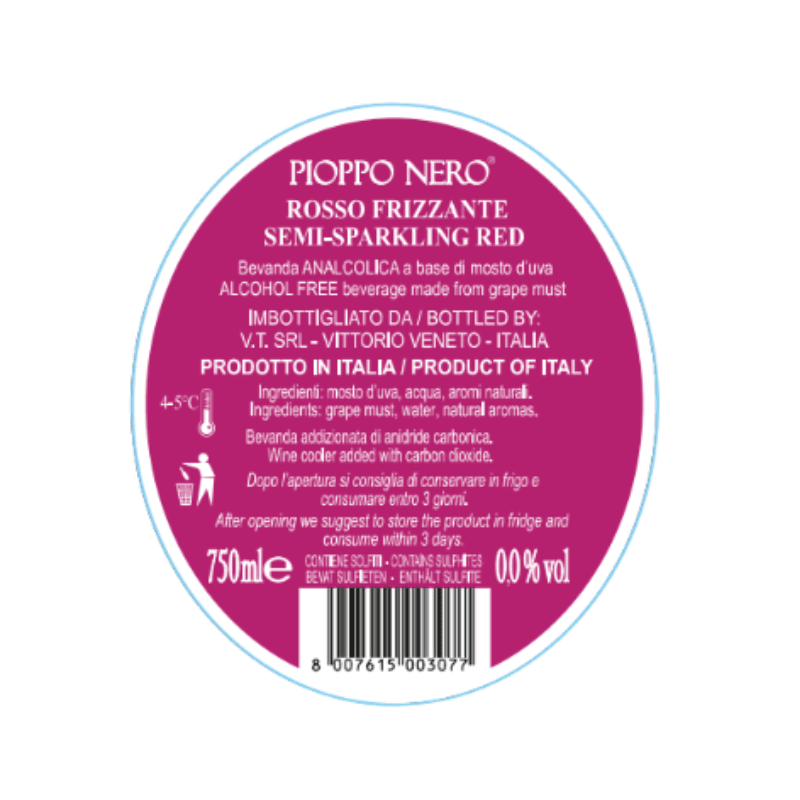 Torresino Pioppo Nero Non Alcoholic Semi-Sparkling Red Wine, 25.3 oz Coffee & Beverages vendor-unknown 