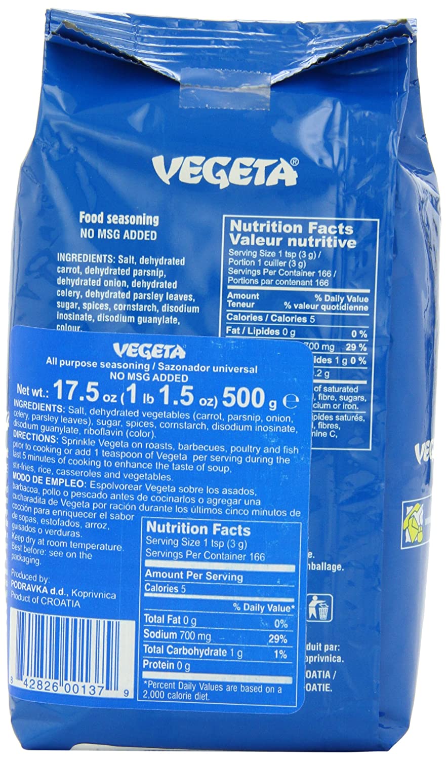 Vegeta No MSG All Purpose Seasoning, 17.6 oz (500g) Pantry Vegeta 