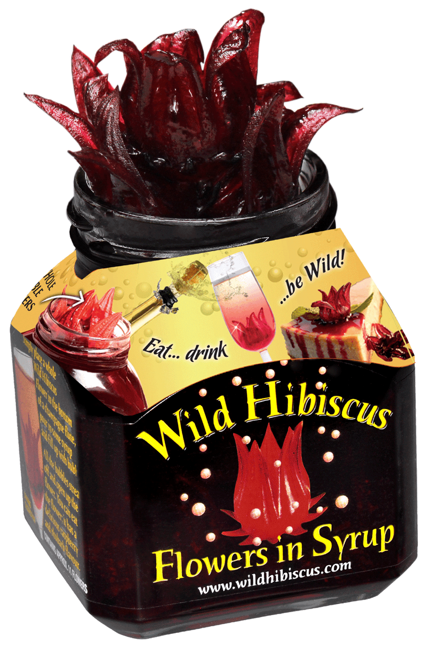 Wild Hibiscus Flowers in Syrup (11 Flowers)  - 8.8 oz