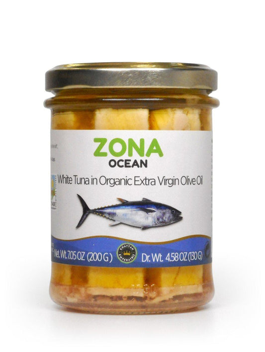 Zona Ocean White Bonito Tuna in Organic Extra Virgin Olive Oil, 7 oz